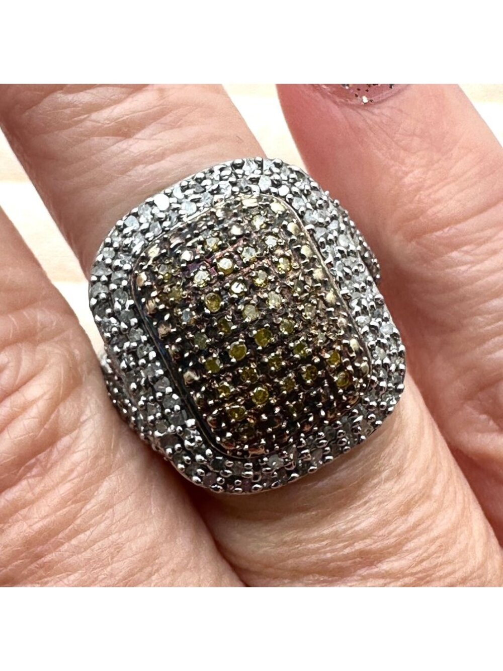 Chuck Clemency Ring Champagne Diamond Size 7 Designer Statement Jewelry